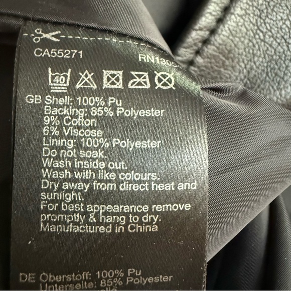 Long Tall Sally Black Faux Leather Jacket with Star Details - Picture 10 of 10